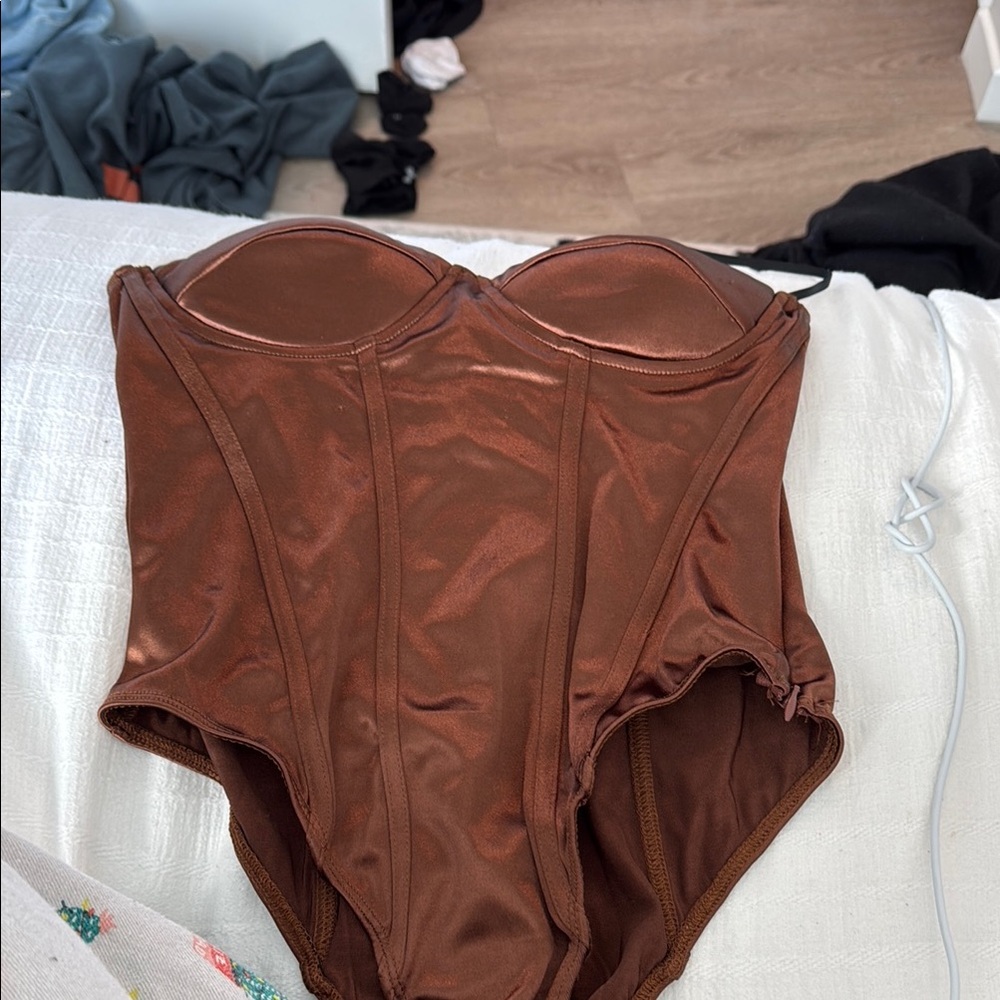 Brown Strapless Bodysuit